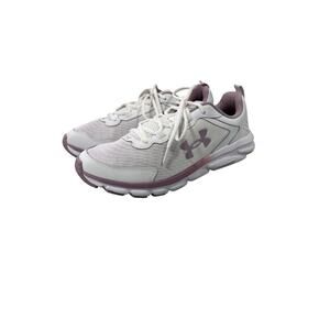 Under Armour Women's UA Charged Assert 10 Shoes, White/Pink, Size 10.5